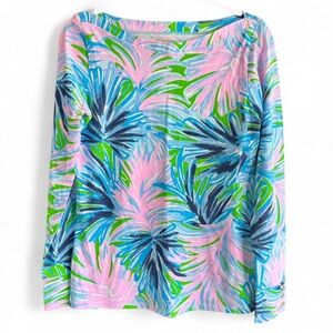 Lilly Pulitzer Pink & Blue Tropical Long Sleeve Top